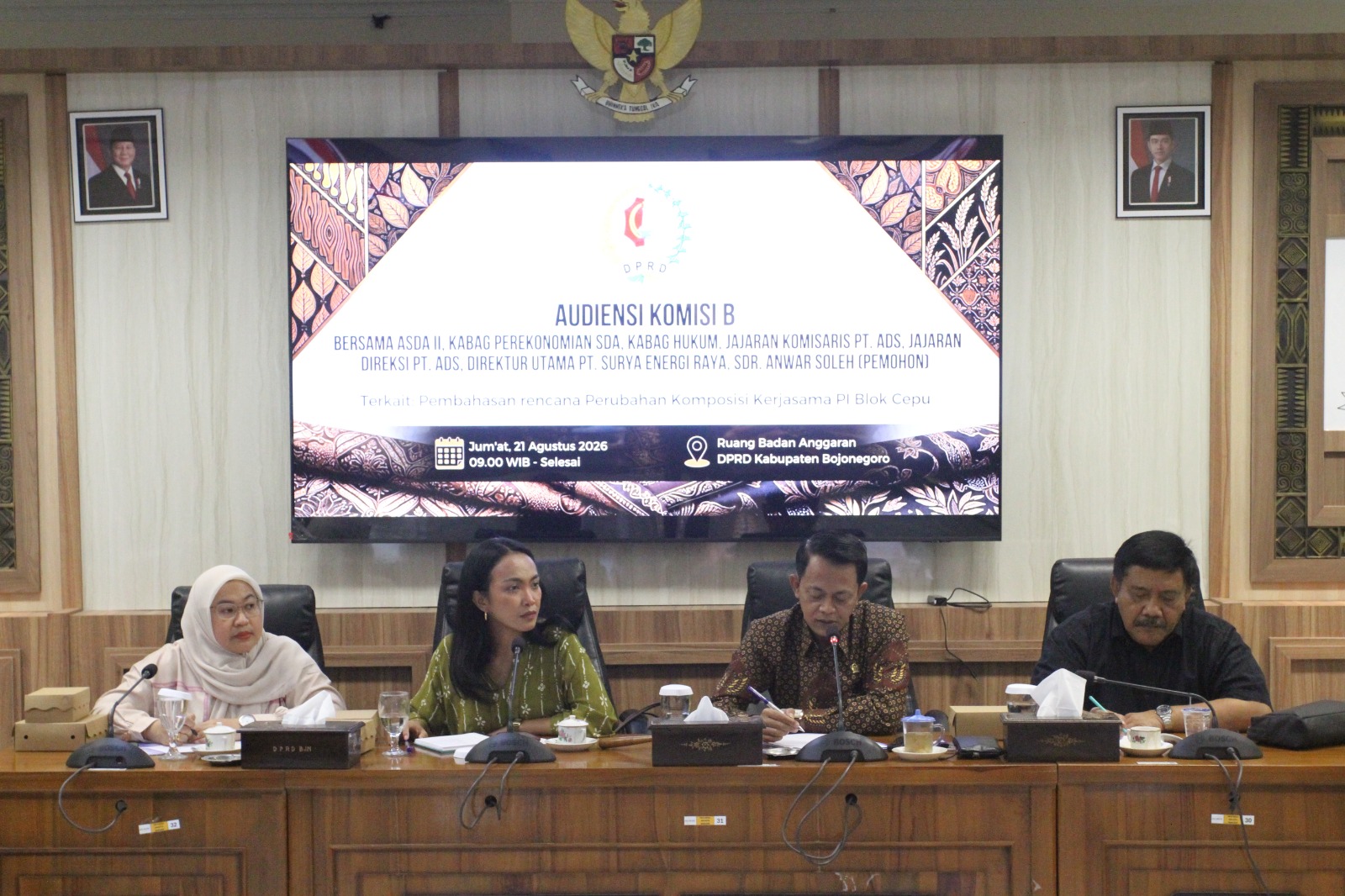 Audiensi Komisi B Bahas Rencana Perubahan Komposisi Kerja Sama PI Blok Cepu